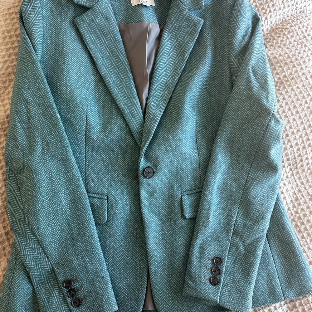 Loft Teal Herringbone Women’s Blazer